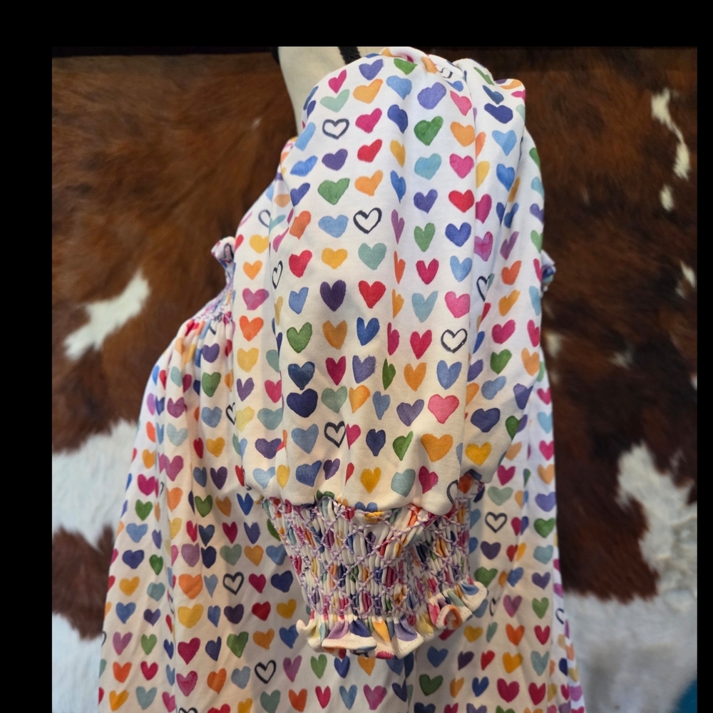 Colorful Heart Print Girls Dress - Picture 4 of 8